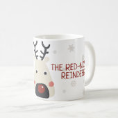 Rudolf der Rentiere mit roter Nase, weiß mit Schne Kaffeetasse (VorderseiteRechts)
