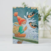 Rudolf Koivu "Christmas Gnome and Birds" Dankeskarte (Stehend Vorderseite)