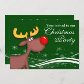 Rudolf Reindeer Company Christmas Party Einladung (Vorne/Hinten)
