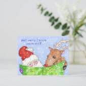 Rudolf und Santa mit Postkarte (Stehend Vorderseite)