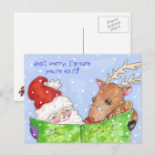 Rudolf und Santa mit Postkarte (Vorne/Hinten)