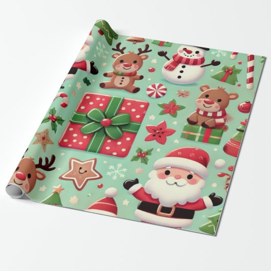 Rudolf und Santa Wrapping Paper Geschenkpapier (Ungerollt)