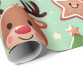 Rudolf und Santa Wrapping Paper Geschenkpapier (Rolleneckpunkt)