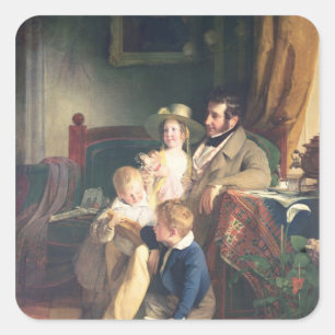 Rudolf von Arthaber mit seinen Kindern Rudolf Quadratischer Aufkleber