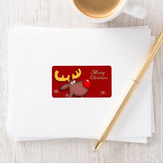 Rudolf Weihnachtsgeschenk-Tag Adressaufkleber (Insitu)