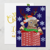 Rudolf Weihnachtsgruß Feiertagskarte (Vorne/Hinten)