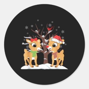 Rudolph and Clarice Christmas Kids Girls T-Shirt R Runder Aufkleber