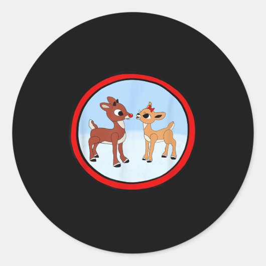 Rudolph And Clarice Christmas Kids Girls Tee Reind Runder Aufkleber (Vorderseite)