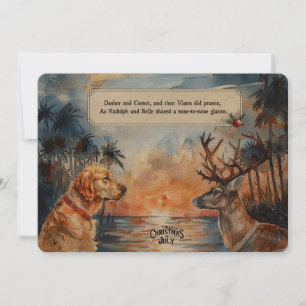 Rudolph & Belle am Strand – 5x7 Grußkarte Feiertagskarte