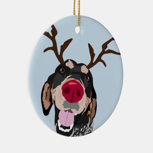Rudolph Bluetick Coonhound-Verzierung Keramikornament (Rechts)