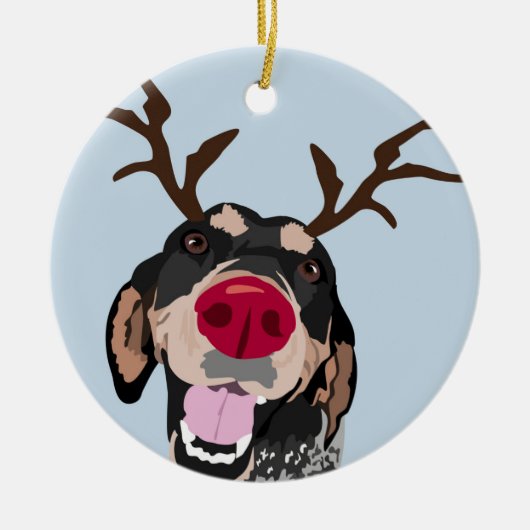 Rudolph Bluetick Coonhound-Verzierung Keramikornament (Vorne)