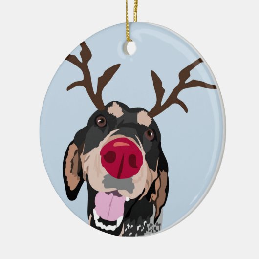 Rudolph Bluetick Coonhound-Verzierung Keramikornament (Links)