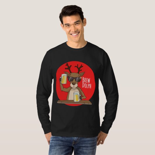 Rudolph Brewdolph Reindeer Funny Beer Christmas Ca T-Shirt (Vorne ganz)