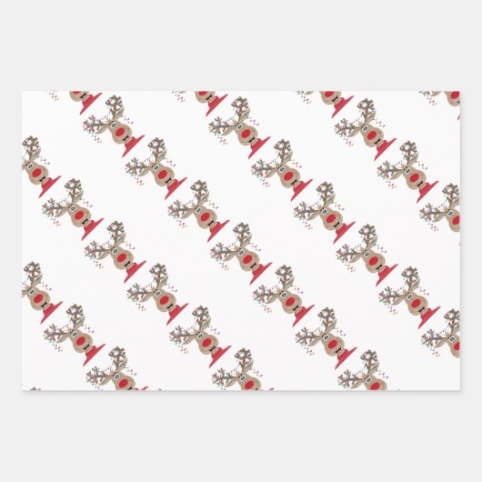 Rudolph Christmas Lights Reindeer Geschenkpapier Set (Vorderseite 3)
