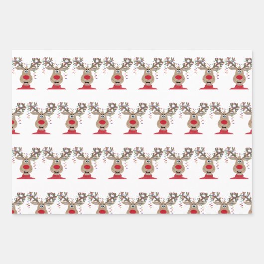 Rudolph Christmas Lights Reindeer Geschenkpapier Set (Vorderseite 2)