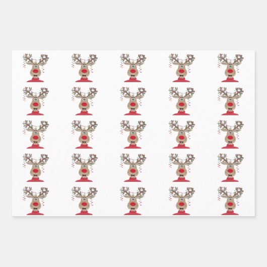 Rudolph Christmas Lights Reindeer Geschenkpapier Set (Vorderseite)