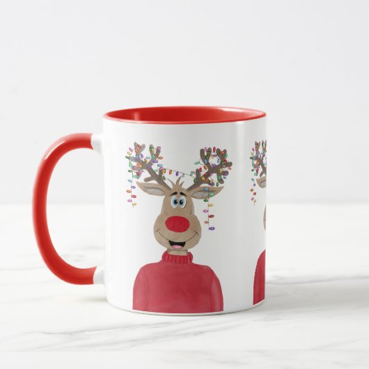Rudolph Christmas Lights Reindeer Tasse (Links)