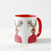 Rudolph Christmas Lights Reindeer Tasse (VorderseiteRechts)