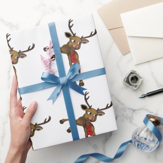 Rudolph Christmas Reindeer Wrapping Paper Geschenkpapier (Schenken)