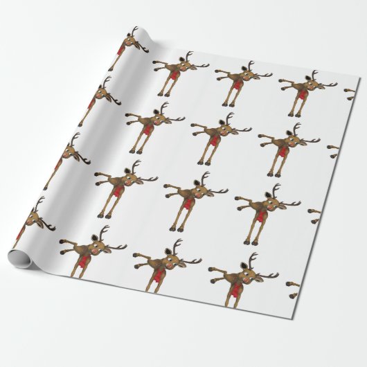 Rudolph Christmas Reindeer Wrapping Paper Geschenkpapier (Ungerollt)