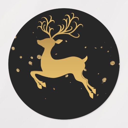 Rudolph Classic: Eleganter Gold und Black Glitzer Etiketten (Design 1)