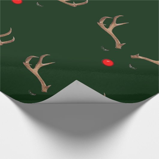 Rudolph Dark Green Wrapping Paper Geschenkpapier (Ecke)