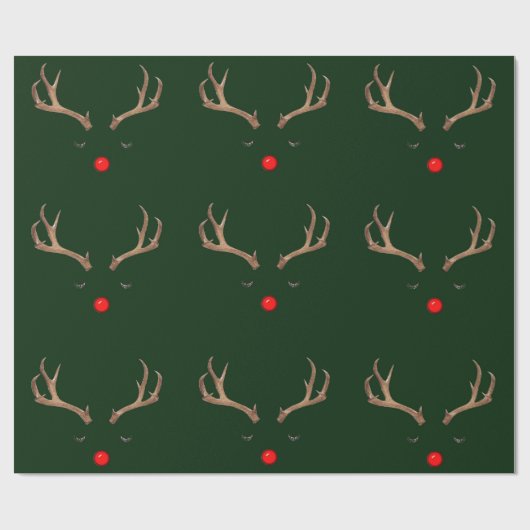 Rudolph Dark Green Wrapping Paper Geschenkpapier (Flach)