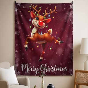 Rudolph Das Rote Nasen Rentier Weihnachten Wandteppich