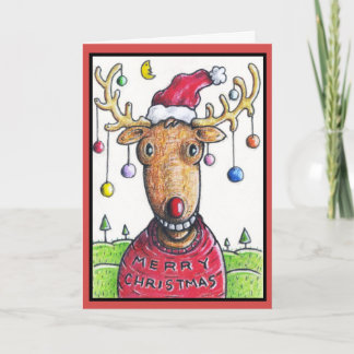 Rudolph der rote gerochene Weihnachtsbaum Feiertagskarte