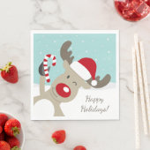 Rudolph der roten Nase in Weihnachtsmannmütze Serviette (Beispiel)
