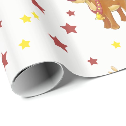 Rudolph der roten Nose Rentiere Weihnachtssterne Geschenkpapier (Rolleneckpunkt)