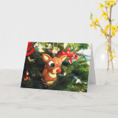 Rudolph, der Rothaarige Rentiere Weihnachtsgrüße Karte (Gelbe Blume)