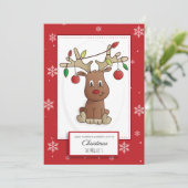 Rudolph der Rotnasen-Rentiere Feiertagskarte (Stehend Vorderseite)