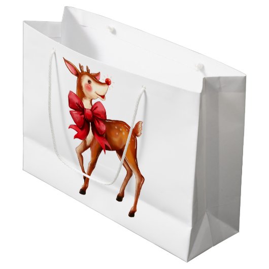 Rudolph der Rotnasen-Rentiere Große Geschenktüte (Vorderseite Schrägansicht)
