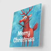 Rudolph der Rotnasen-Rentiere Quadratische Wanduhr (Winkel)