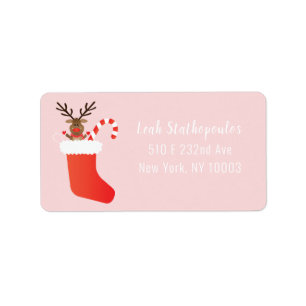 Rudolph Die rote Nasenrinne Rot Rosa Adressaufkleber