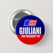 Rudolph Giuliani für Präsidenten 08 Knopf Button (Vorne & Hinten)