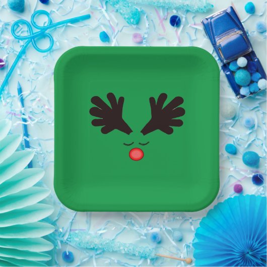 Rudolph Green Paper Plate Pappteller (Party)