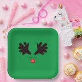 Rudolph Green Paper Plate Pappteller (Party)