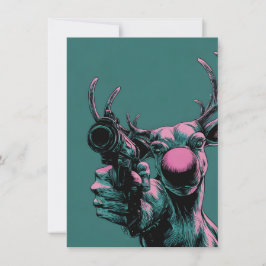 Rudolph has a Gun Funny Adult Christmas Cards Feiertagskarte