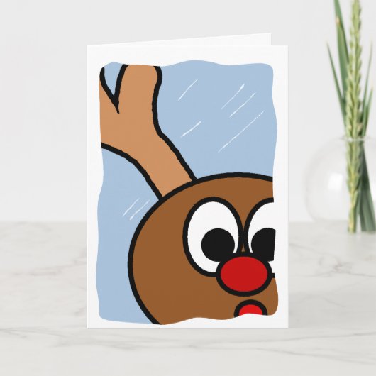 Rudolph in Snowy-Fenster Feiertagskarte (Vorderseite)