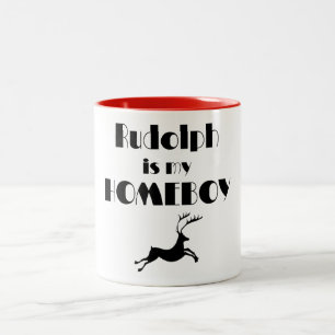 Rudolph ist meine Homeboy-Tasse Zweifarbige Tasse