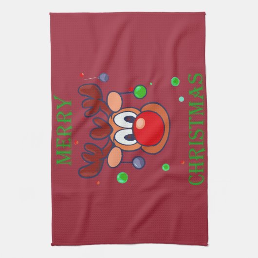 Rudolph-Merry-Christmas Geschirrtuch (Vertikal)