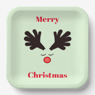Rudolph Merry Christmas Grünbuch Plakat Pappteller