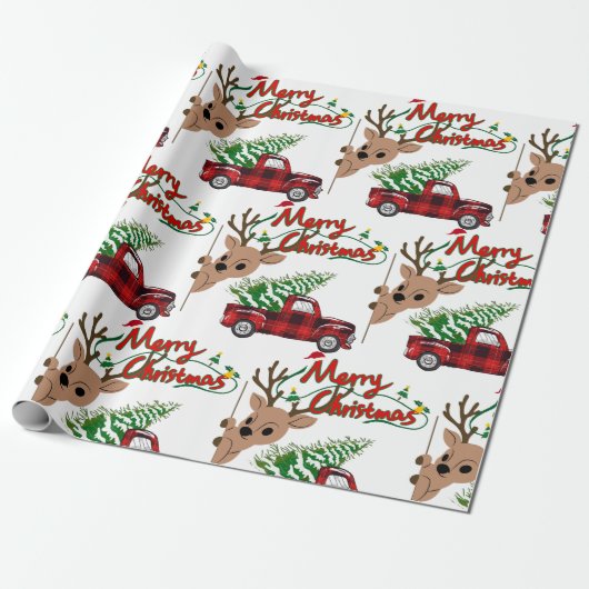 Rudolph Merry Christmas - Matte Wrapping Paper Geschenkpapier (Ungerollt)