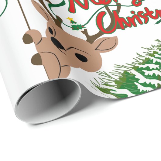 Rudolph Merry Christmas - Matte Wrapping Paper Geschenkpapier (Rolleneckpunkt)