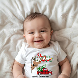 Rudolph Merry Christmas-Personalized Baby Bodysuit Baby Strampler