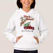 Rudolph Merry Christmas - Personalized Kids Hoodie (Vorderseite)