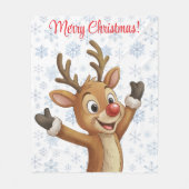 Rudolph mit blauen Schneeflocken Fleecedecke (Vorderseite)