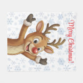 Rudolph mit blauen Schneeflocken Fleecedecke (Vorderseite (Horizontal))
